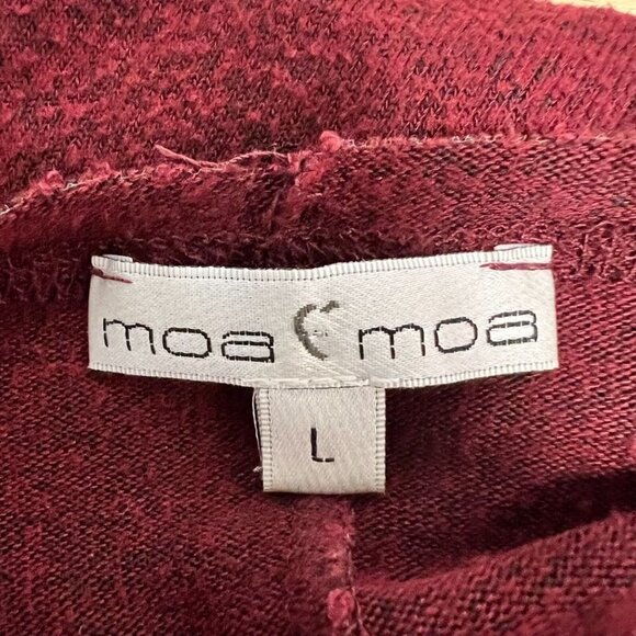 Moa Moa Womens Burgundy Round Neck 3/4 Sleeve Knit Pullover Sweater Size Large - Picture 8 of 8